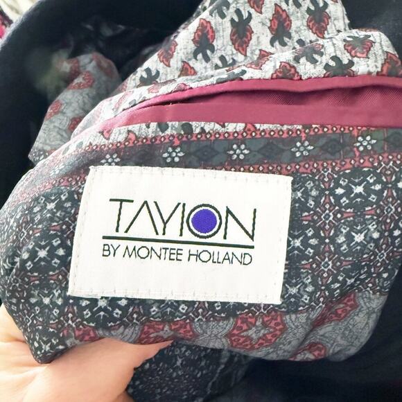 Tayion by Montee Holland Black Wool Blend Pea Coat Double Breasted Men's Sz 42S - Picture 3 of 5